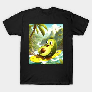 Avocado Adventures, Cartoon Graphic Design T-Shirt